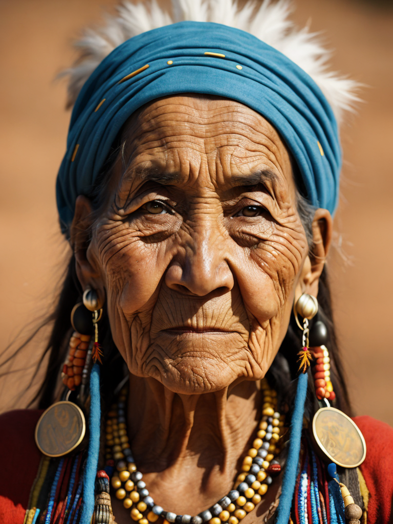 native american old woman in national dress