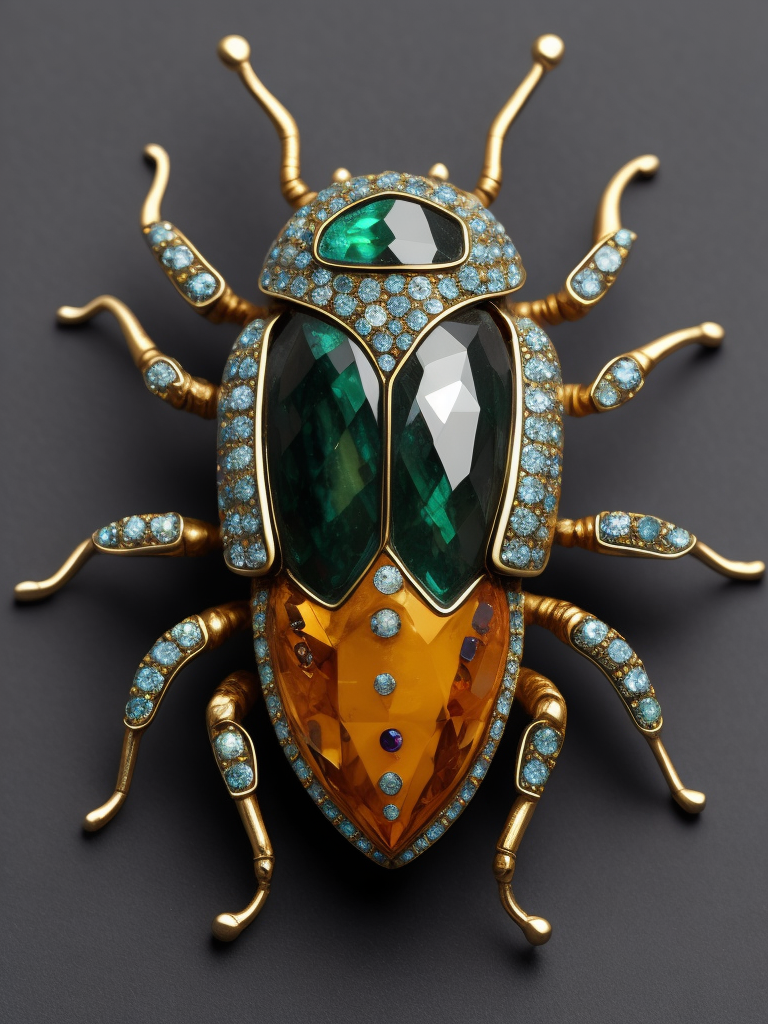 Beetle brooch made from various gems