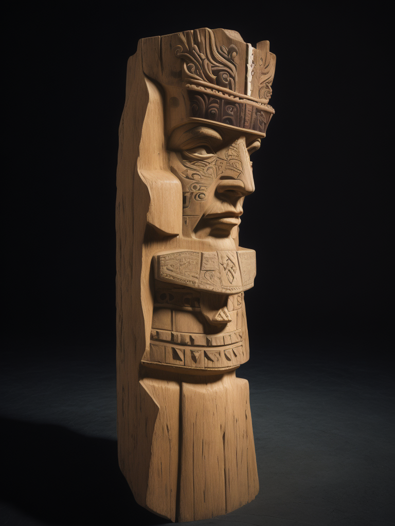 Totem Pole, deep carved, First Nation, North America native people culture