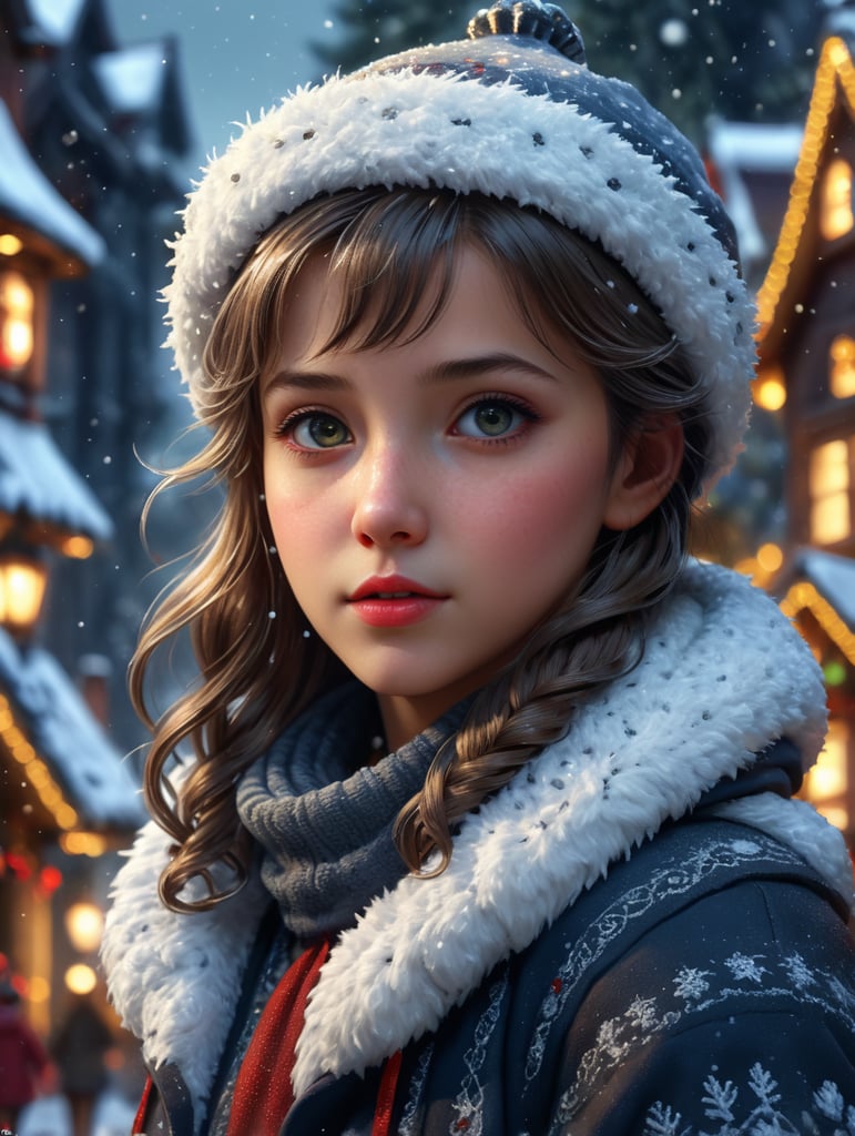 cute girl Christmas look with snows