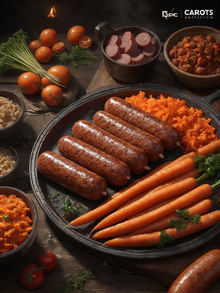 sausages with carrots