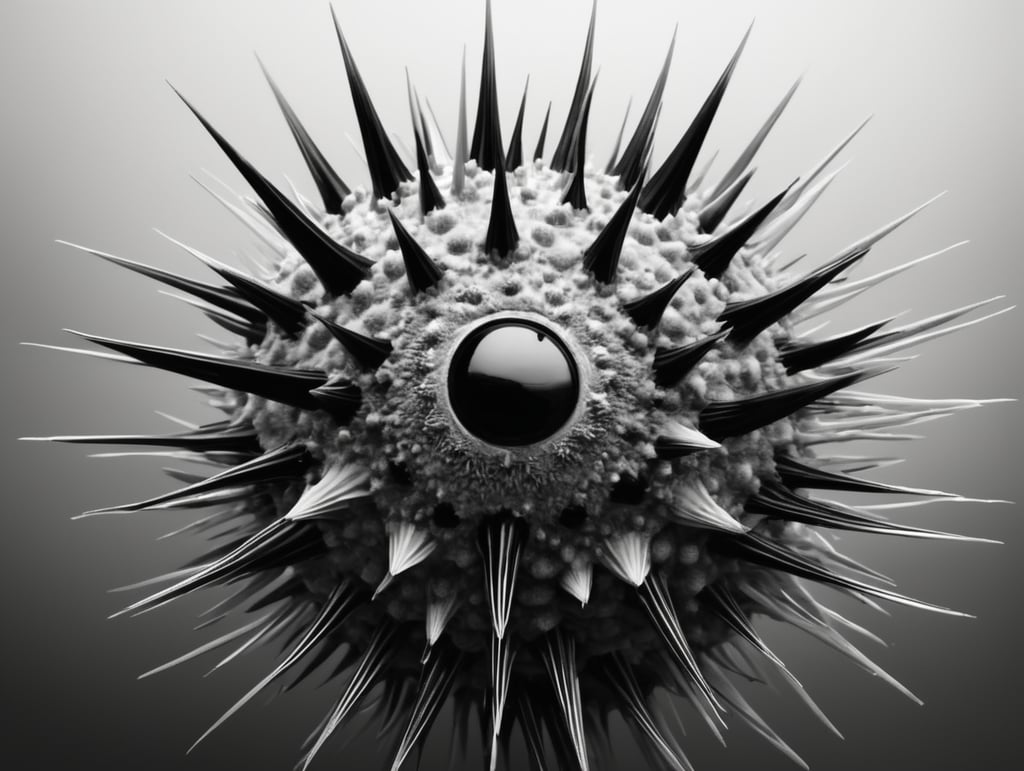 cree moi un virus noir et blanc