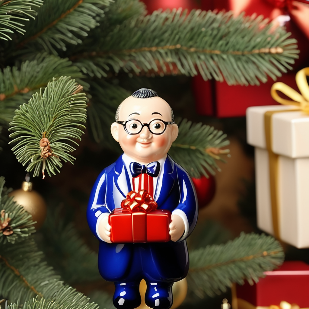 The face should remain the same small glass glass figure holding gift box, Christmas toy for the Christmas tree