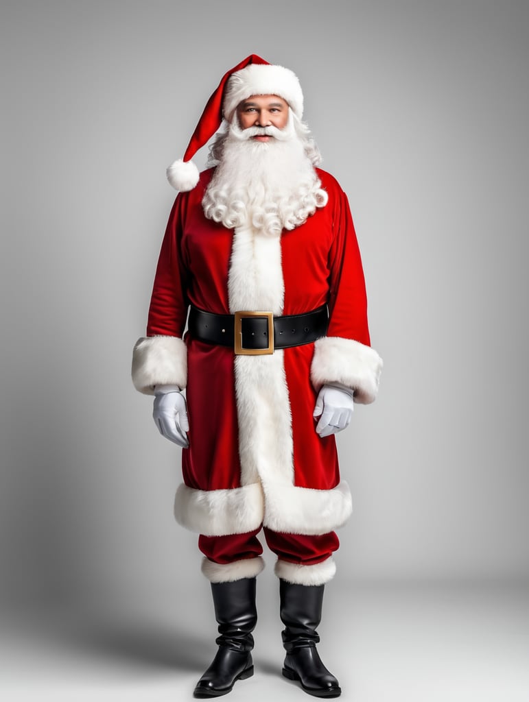 A Clean portrait of the full body of Santa on white background