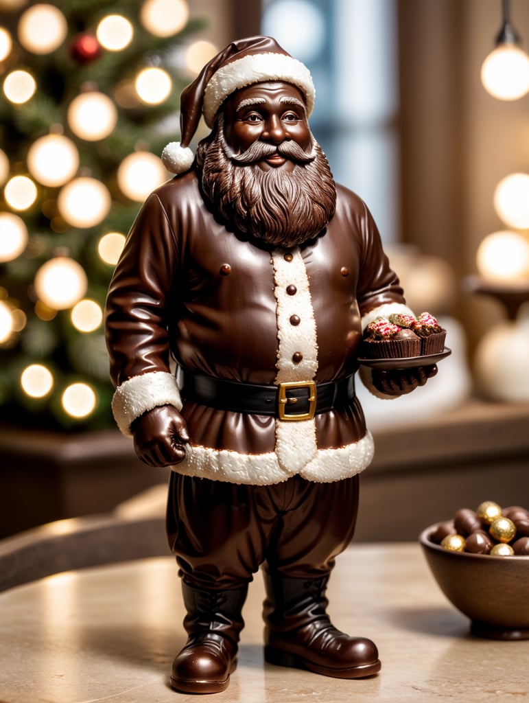 A chocolate Santa figure, made from milk chocolate