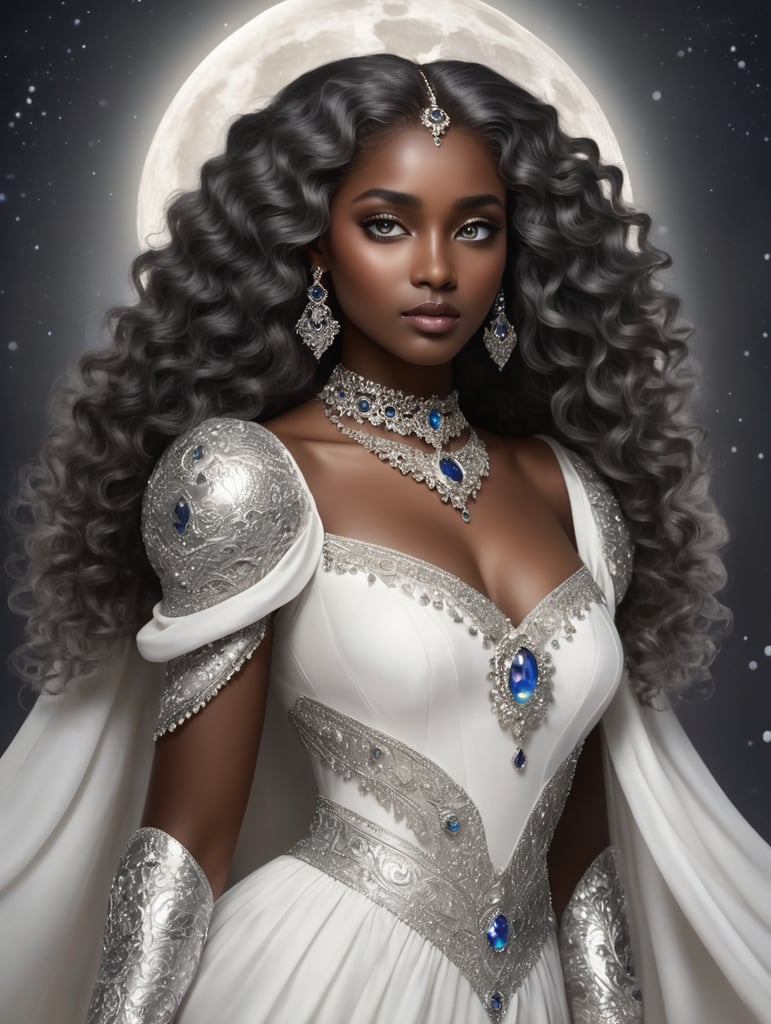 Une princesse qui s’appelle Celena. Elle est la Lune. Elle a la peau très foncé et ses cheveux sont blancs, longs et bouclés. Ses yeux et ses sourcils sont également blancs. Elle porte une somptueuse robe recouverte d’argent et de pierres précieuses