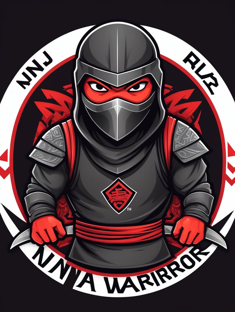 Ninja warrior mascot logo, black background, e-gaming, Gaming Logo, illustration, vector image