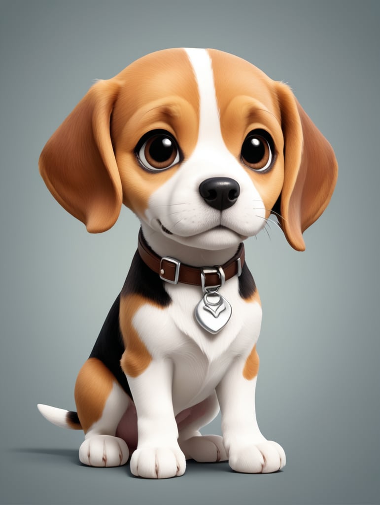 cute, beagle, full view, chibi style, disney style, cartoon style, pixar style, with background