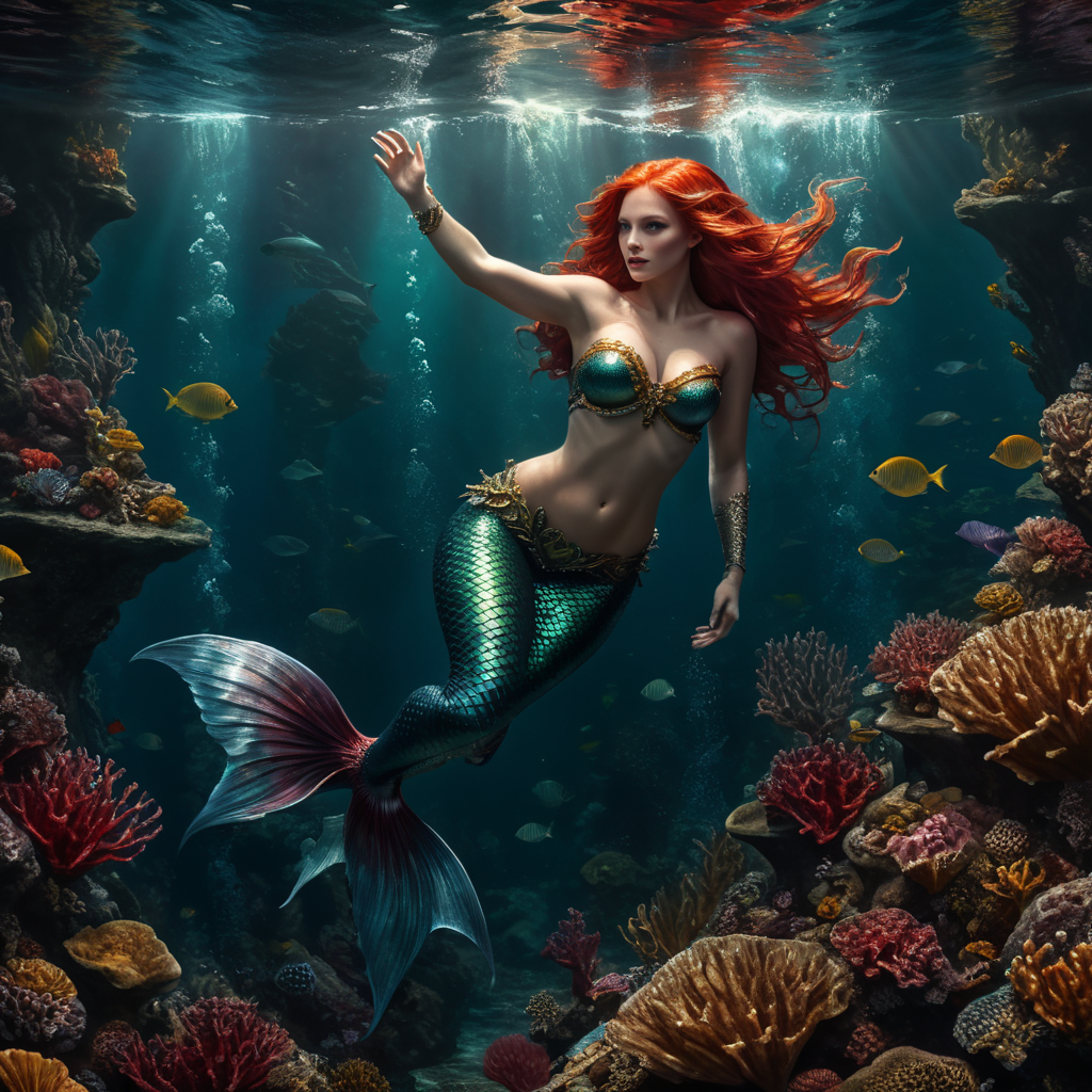 Mermaid in the deep sea, Red-hair