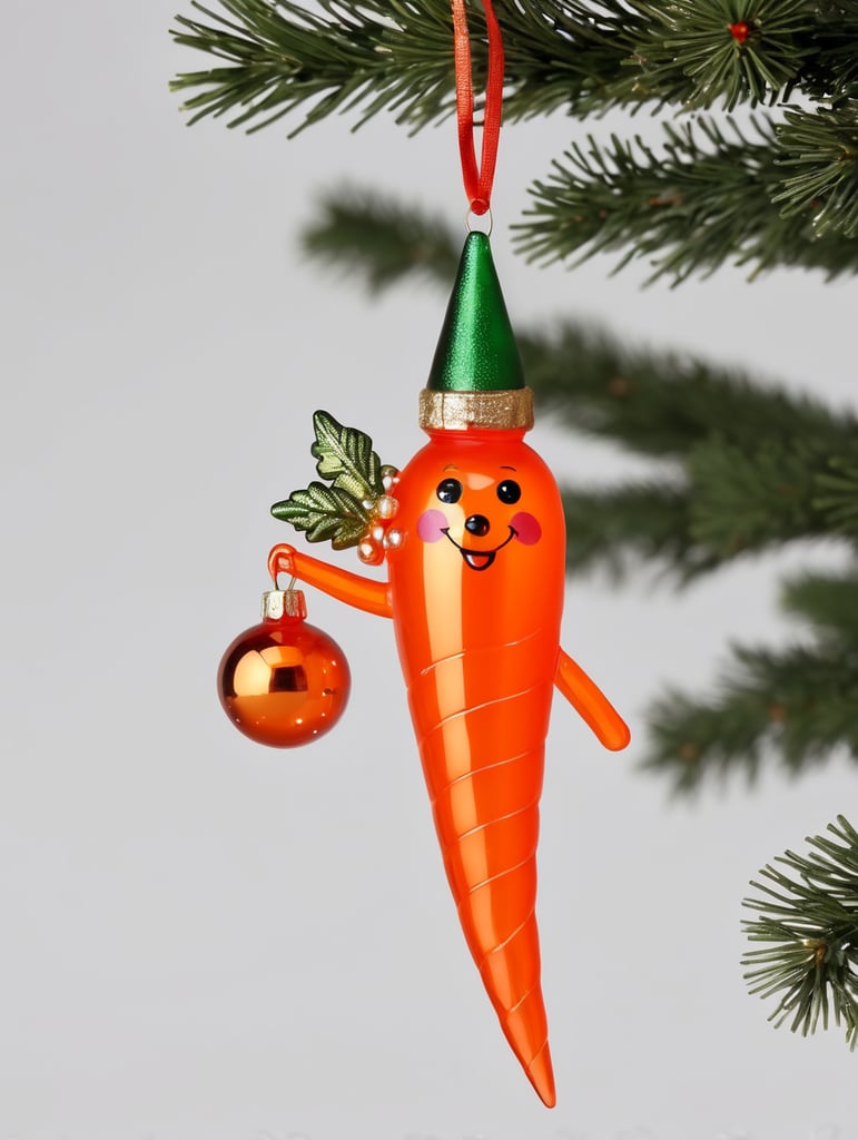 carrot small glass glass figure, Christmas toy for the Christmas tree