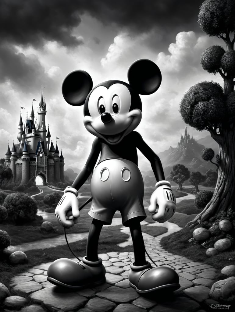 Walt Disney, Mickey Mouse 1928 version, black and white