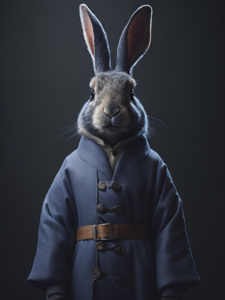 A rabbit in a chinese coat