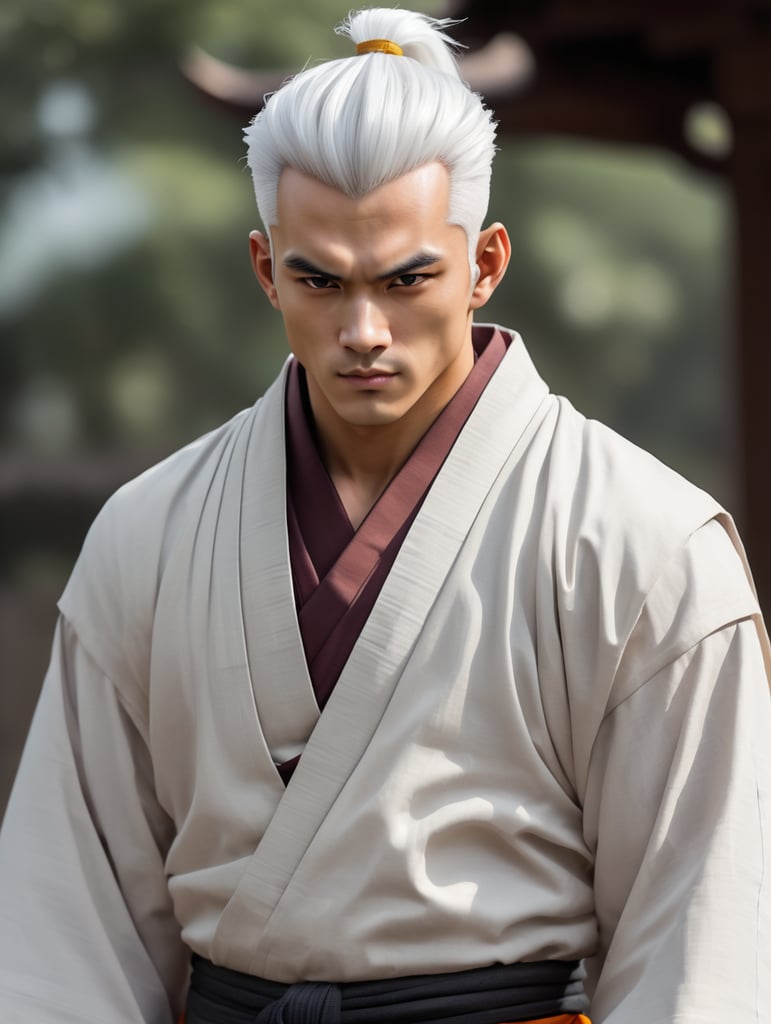 Saiyan white hair monk robe