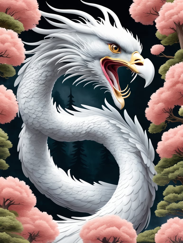 Japanese phoenix with cedar tree background