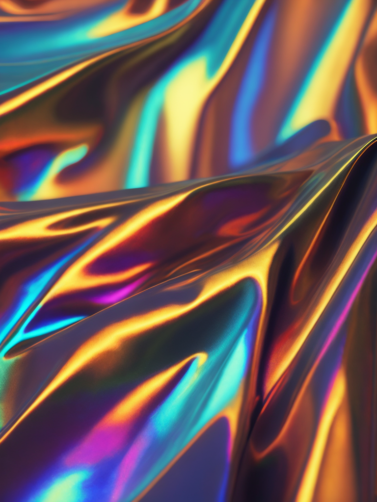 Texture of crumpled holographic foil, pattern, background, top view, metallized effect, metallic, multi-colored reflections, holographic effect