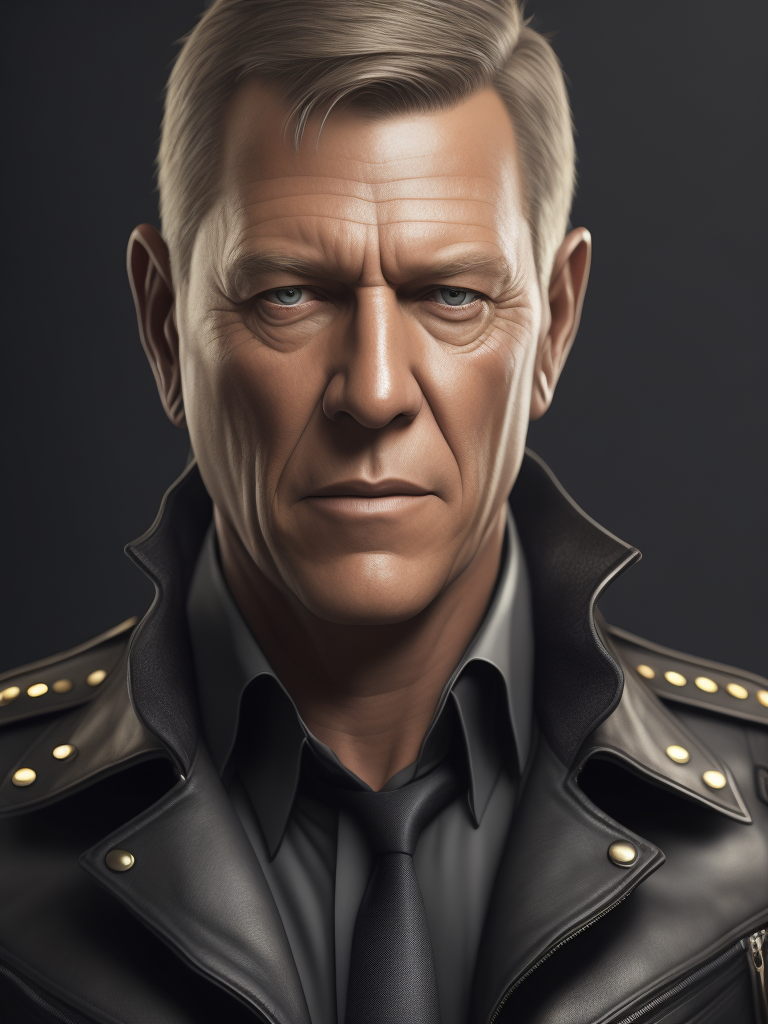 klaus iohannis president wearing black leather jacket