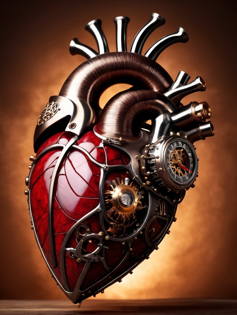 human heart made by a skilled craftsman in medieval steampunk style