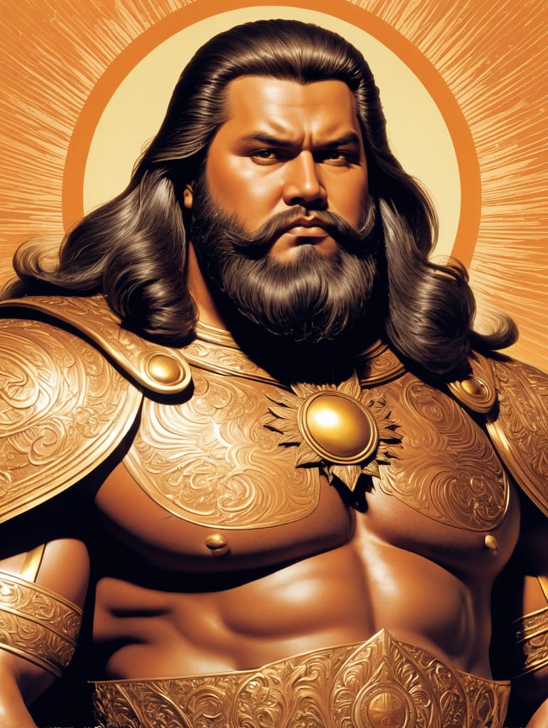 70s comic the sun king fat long hair with beard bronze skin 70s comic cover