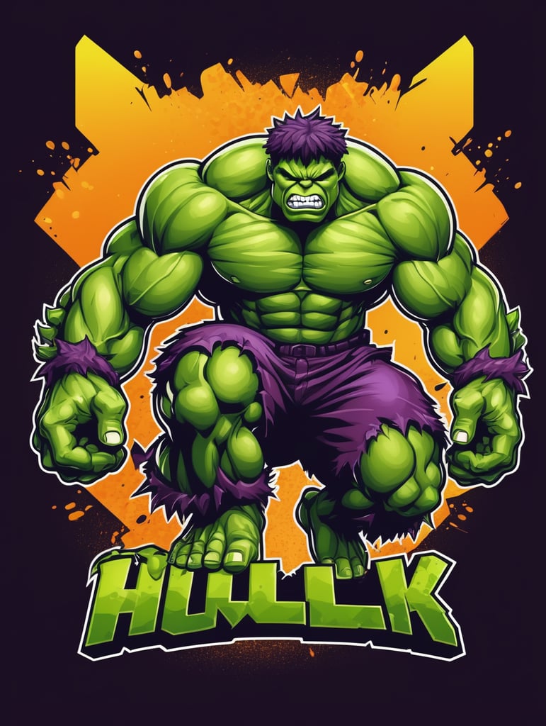 Vector Hulk smash mascot logo, e-gaming, bright colors, Gaming Logo, vector image