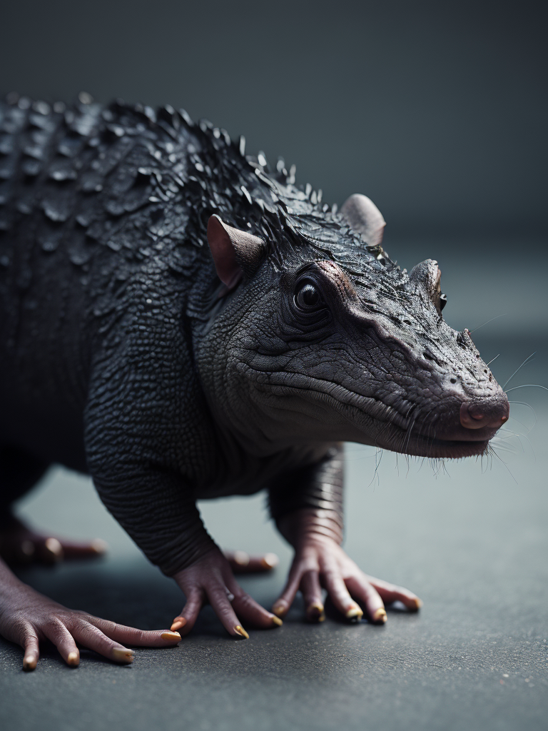 Hybrid rat and crocodile, Depth of field, Incredibly high detail, gradient background