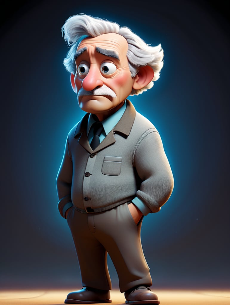 Albert Einstein full body and looking at camera