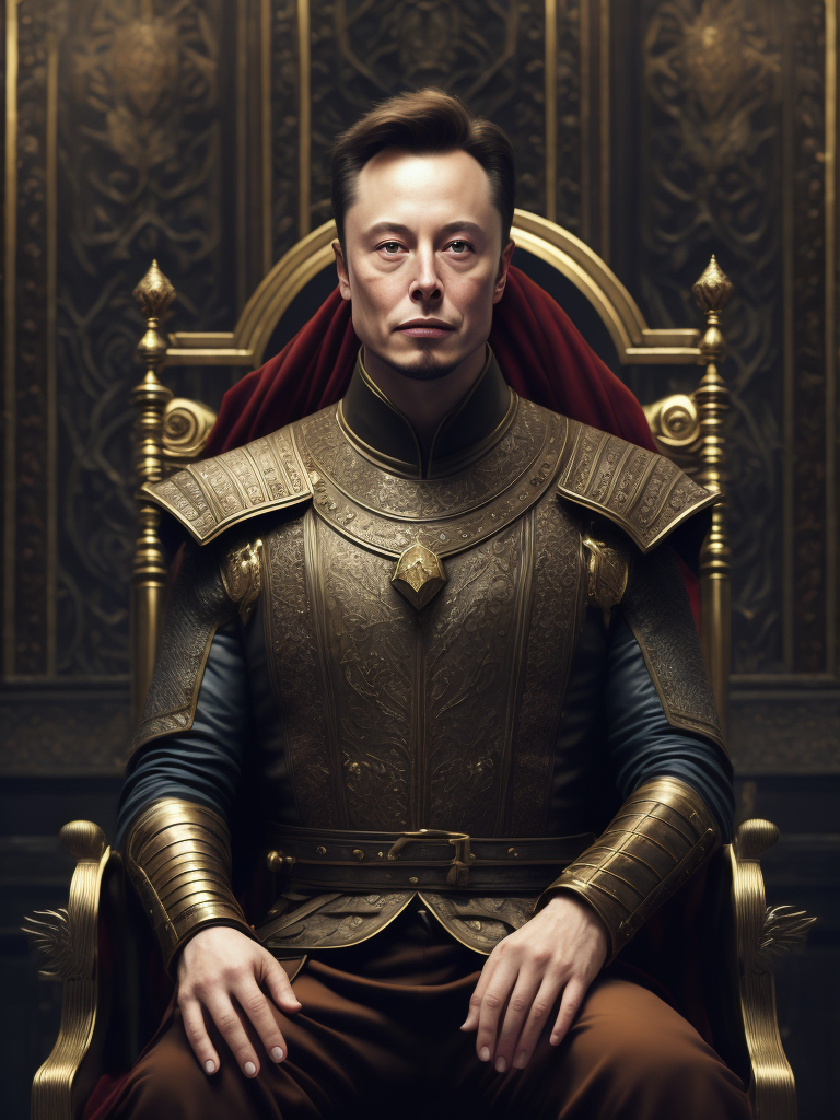 Elon Musk, in The Matrix movie, in kung-fu stance Tupac as a medieval king on a throne with a sword in hand by Edgar Maxence and Caravaggio and Michael Whelan, artistic, intricate drawing, realistic fantasy, extremely detailed and beautiful aesthetic face, postprocessed, 8k resolution, dramatic lighting