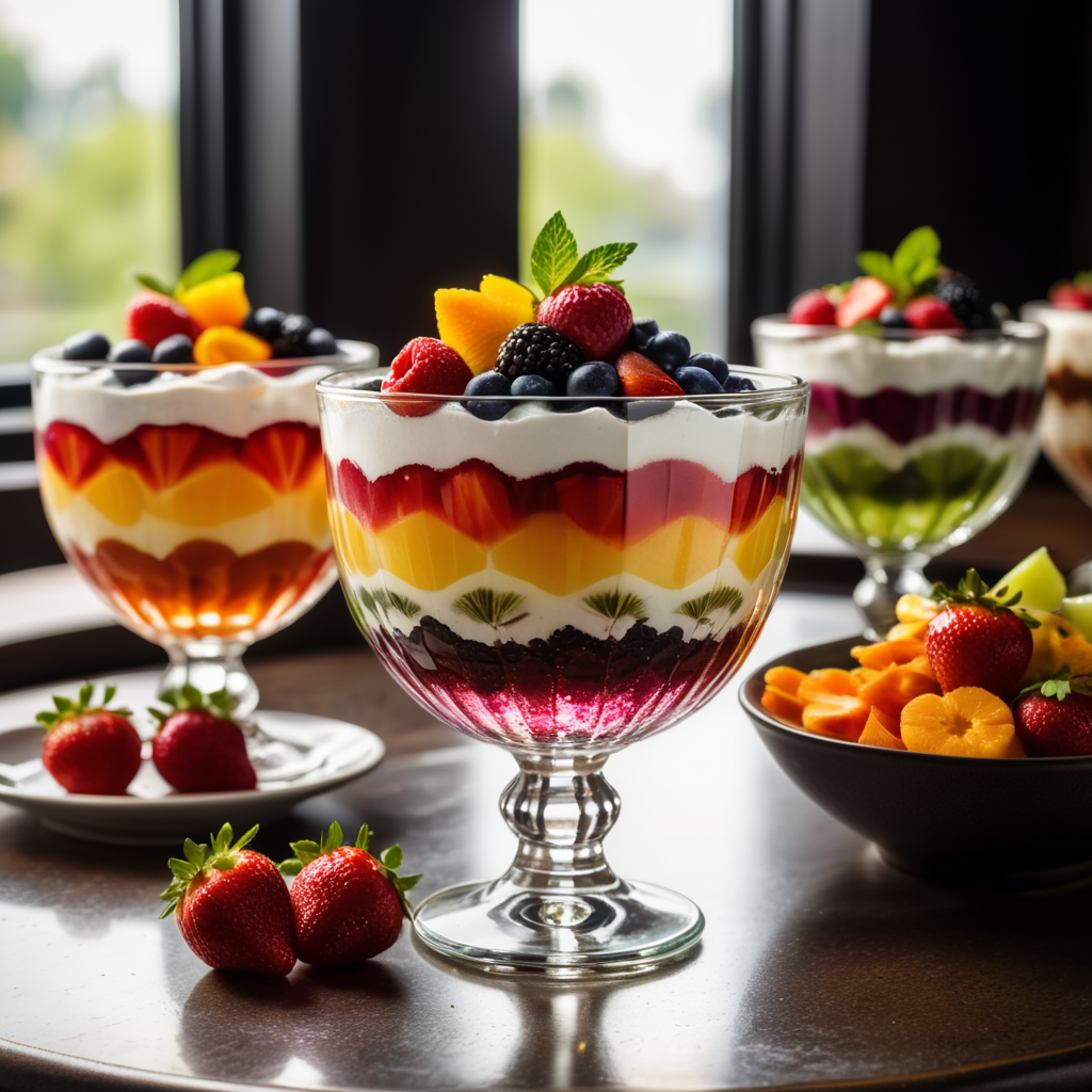 Side view of a sundae glass bowl full of food.