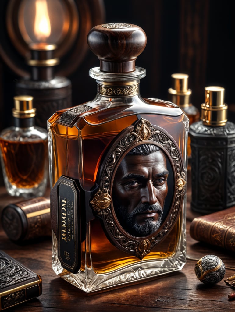 hombre perfume madera glamour hiperrealista foto oscuro