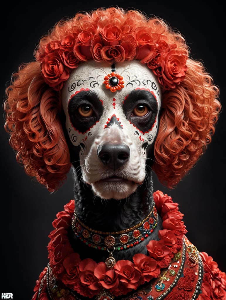 Day of the dead red standard poodle