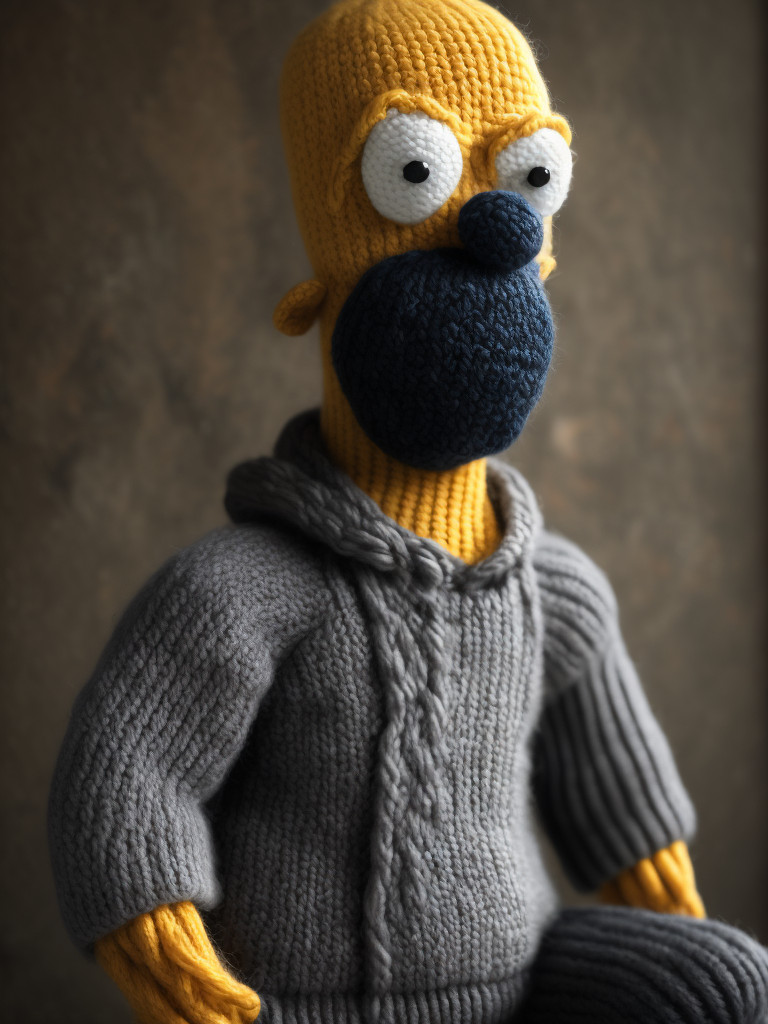 Homer Simpson as a knitted toy