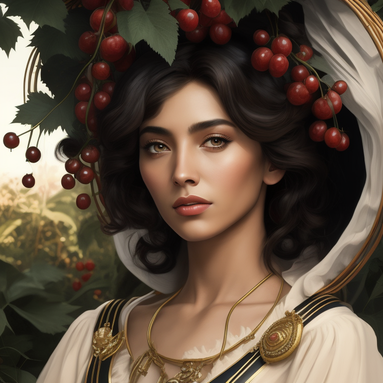 draw The light of the sun, filling the berries from the inside, is reflected in the brown eyes of the girl. The darkness of the skin is set off by the whiteness of the blouse. Saturated greenery of grapes, a wicker basket, light - everything is intertwined in magical harmony, the style of Karl Bryullov.