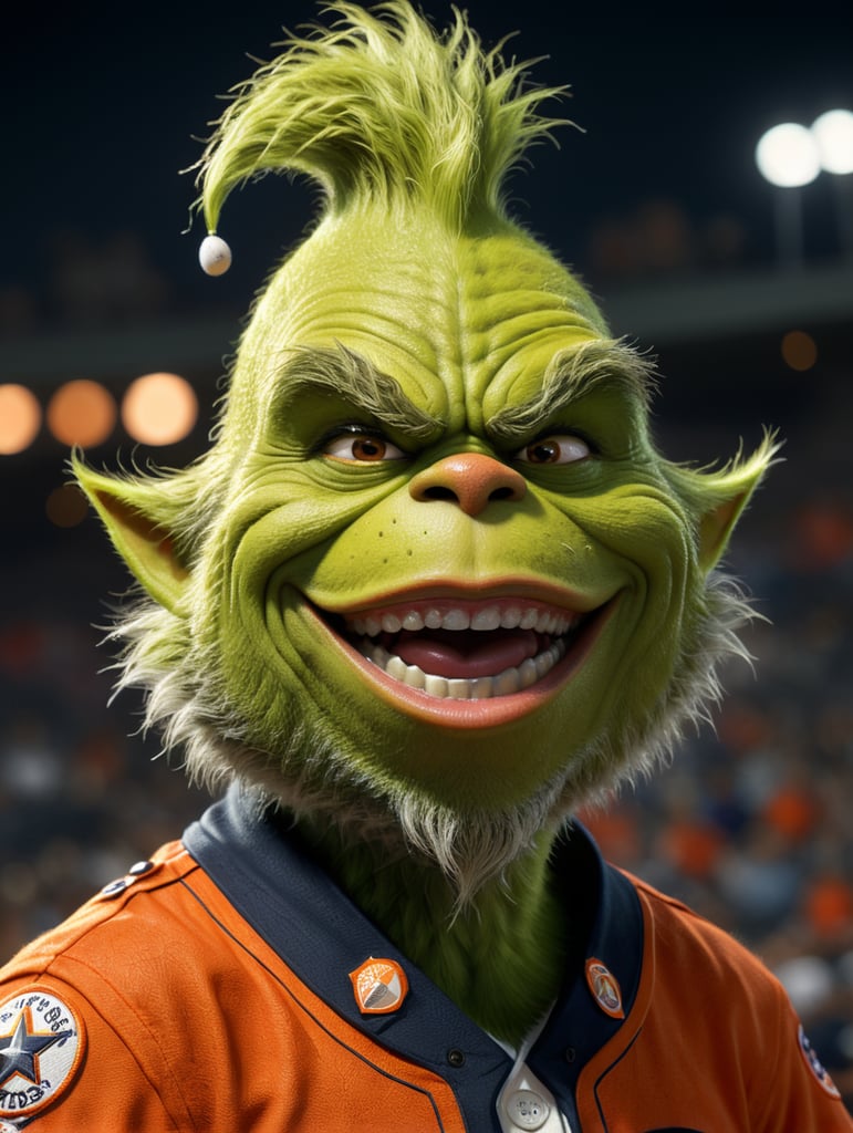 Happy grinch in Houston Astros Uniform Baseball