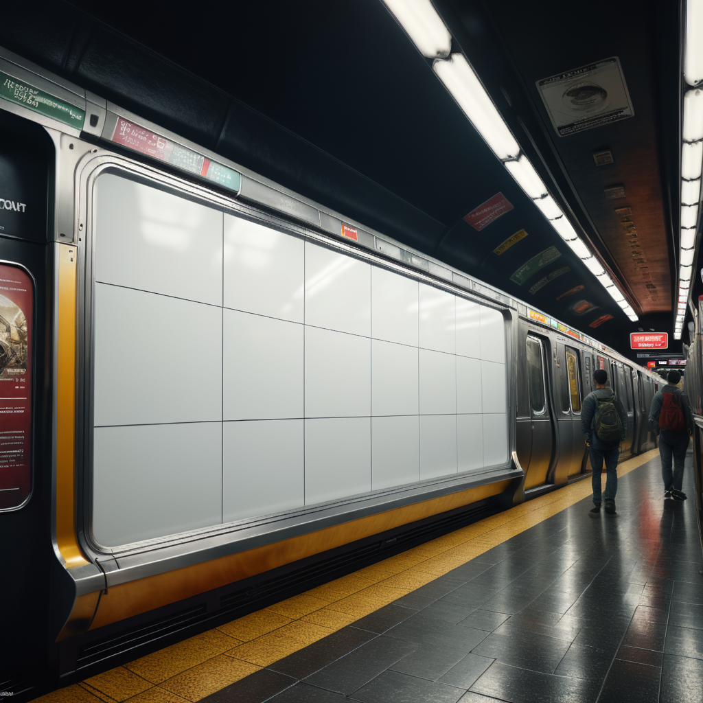 subway blank white billboard, mockup, mock up