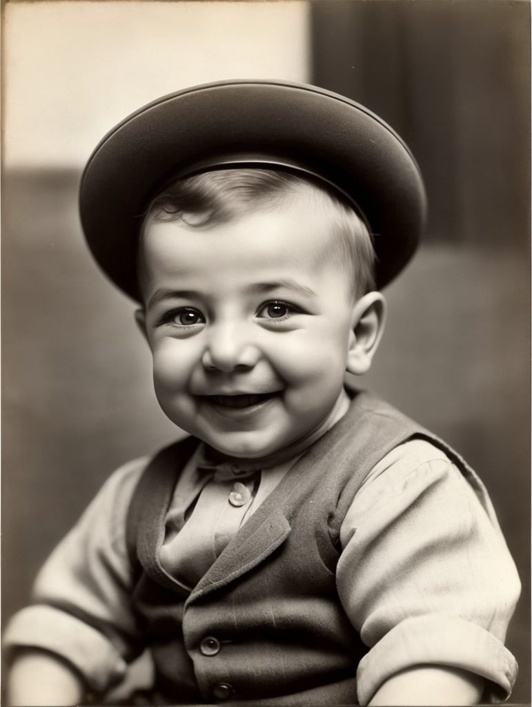 portrait of Joseph Stalin as a kid, 6 month old, happy emotions on his face