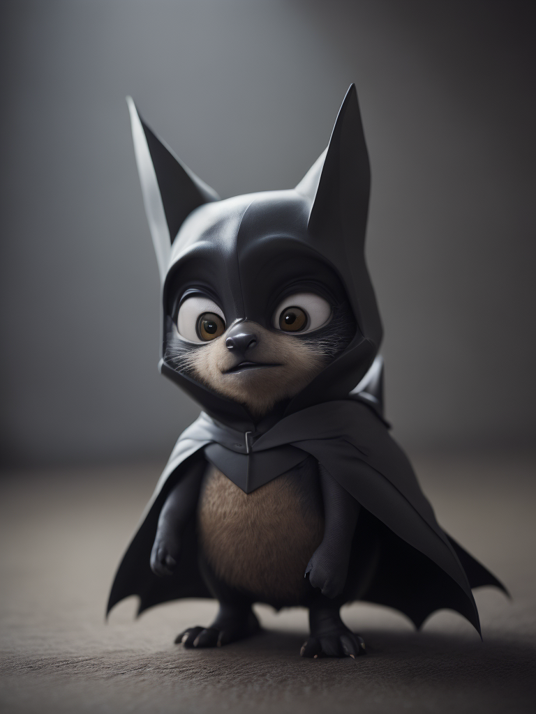 Little bat, cute pixar character, digital painting, studio lighting, creative, big eyes, small nose, standing centered, 3D style, rendered using beautiful Disney animation, Pixar style, Disney style
