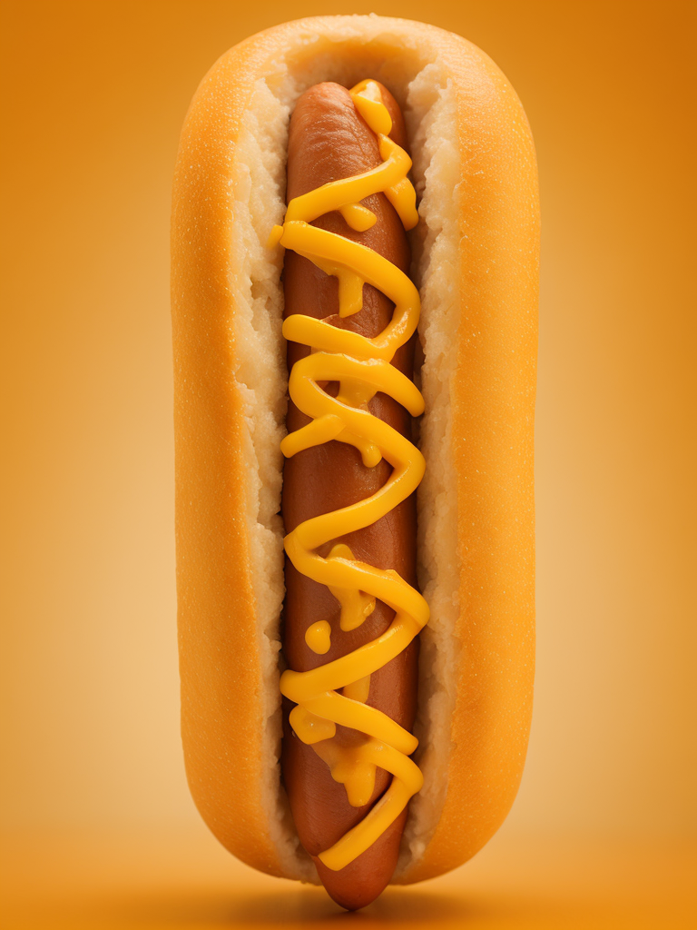 hot dog, warm colors, orange background