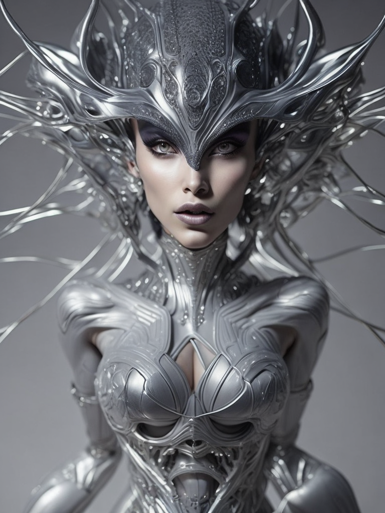 beautiful alien woman by Hajime Sorayama, Hedi Xandt