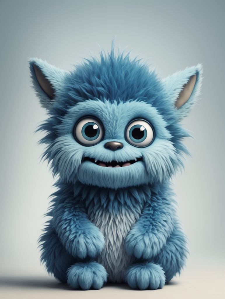 A cute furry creature blue monster