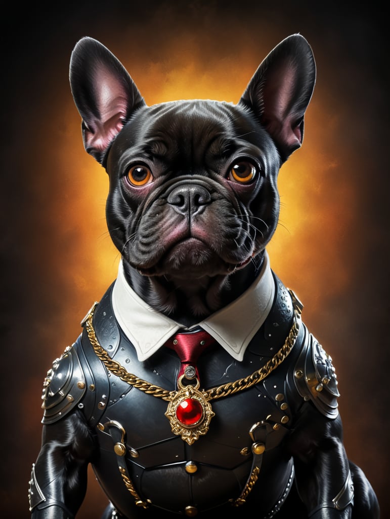 Disney Pixar inspired movie poster with the title Finick in the image a Black French bulldog with a white spot on his chest