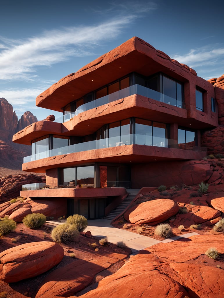 modern organic contemporary red rock desert house