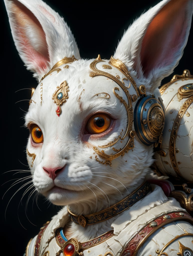 моллі біла маленька кроличка з коричневими плямами на вухах і на правому оці