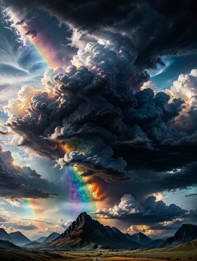 rainbow clouds, cinemtic, realistic, octane