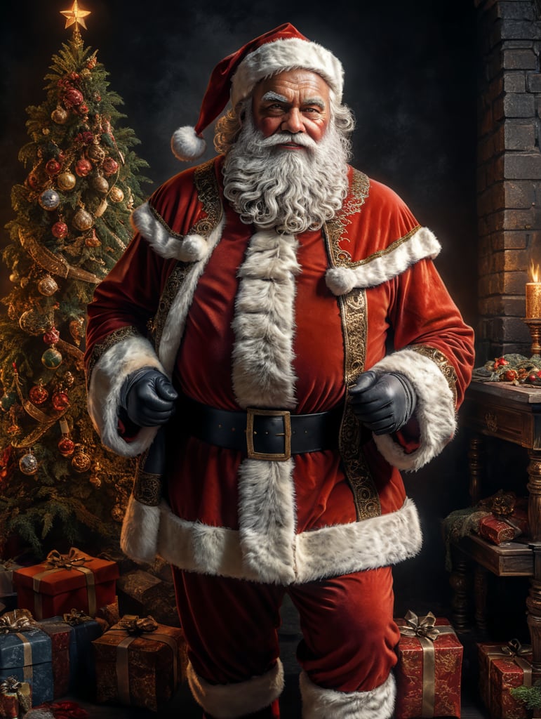 A portrait of the full body of Santa