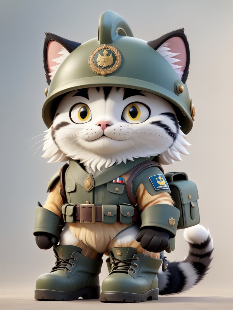 кошка в каске вермахта и сапогах