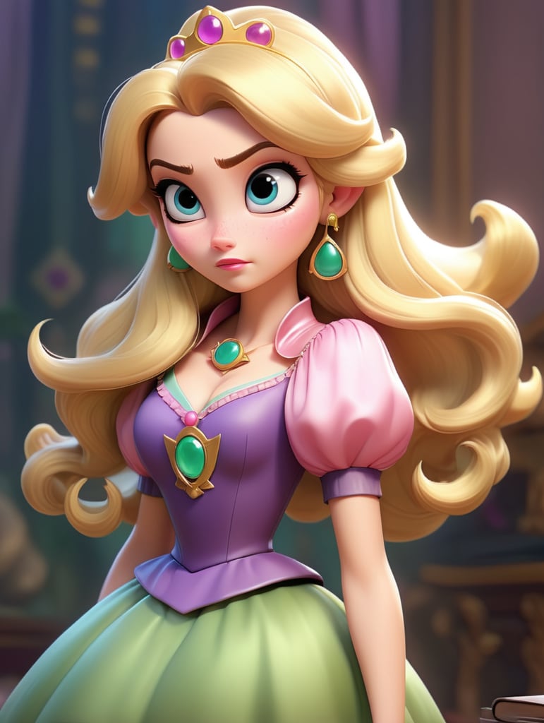 hypnotized princess zelda in a satin blouse cartoon style