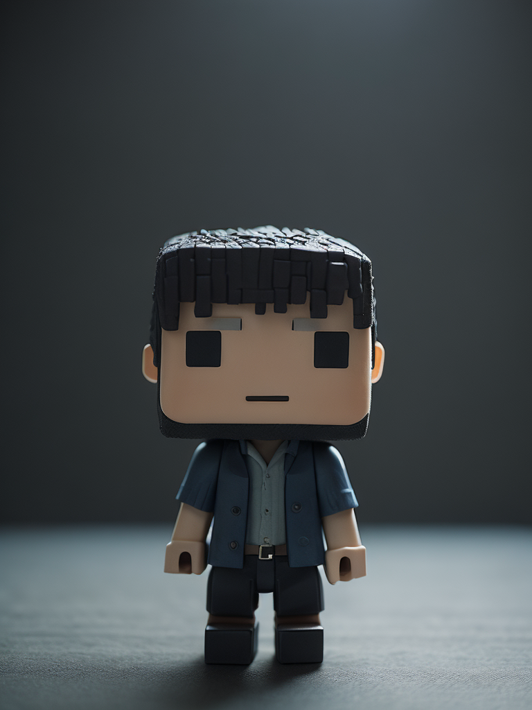 portrait of a Minecraft funko pop plastic toy