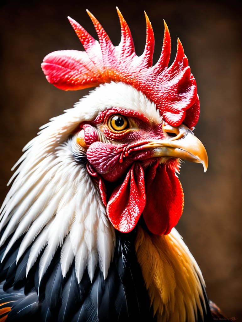 A masterpiece rooster portrait painting by Rembrandt Van Rijn