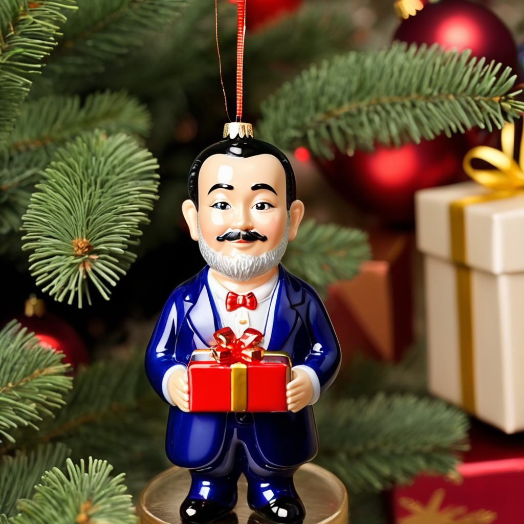 The face should remain the same small glass glass figure holding gift box, Christmas toy for the Christmas tree