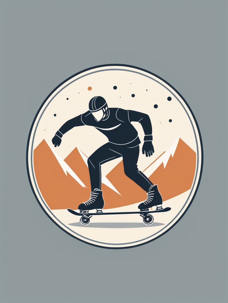 skating logo, minimalist logo, flat, vector