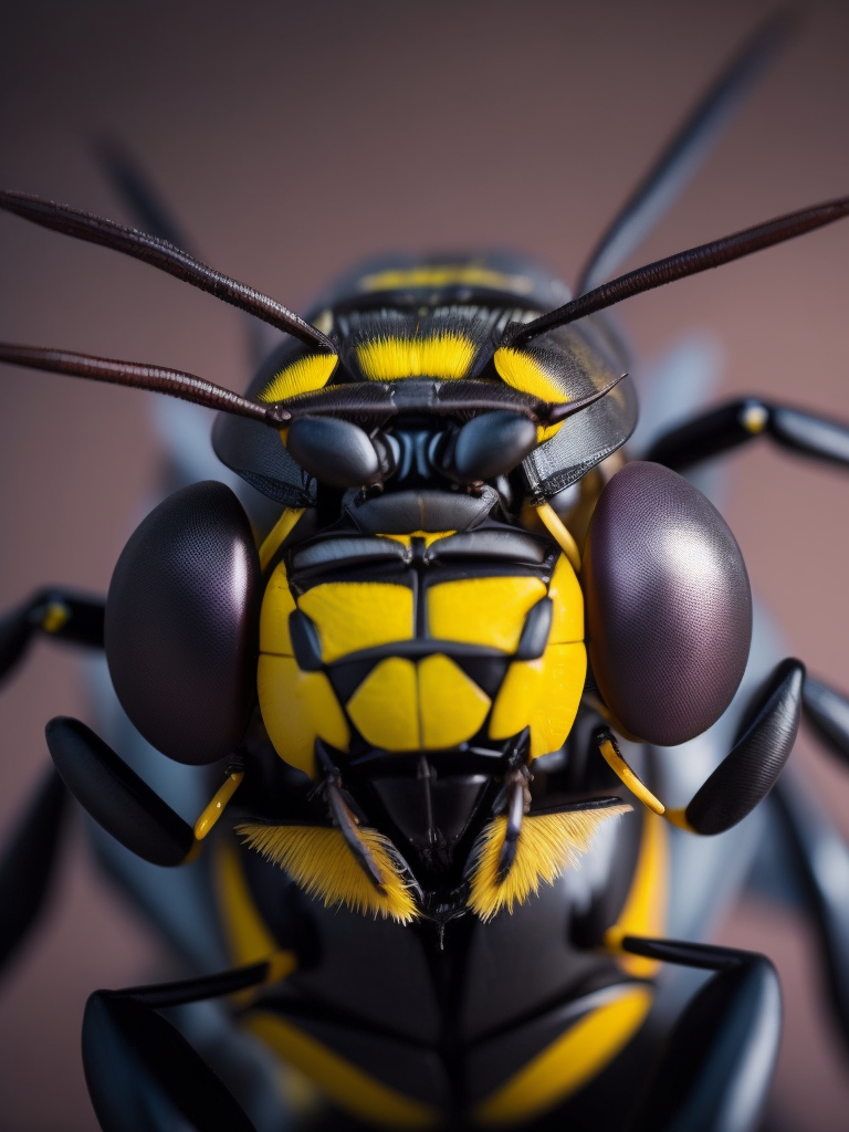 wasp macro photography, close-up, high-quality details, deep focus, professional shot